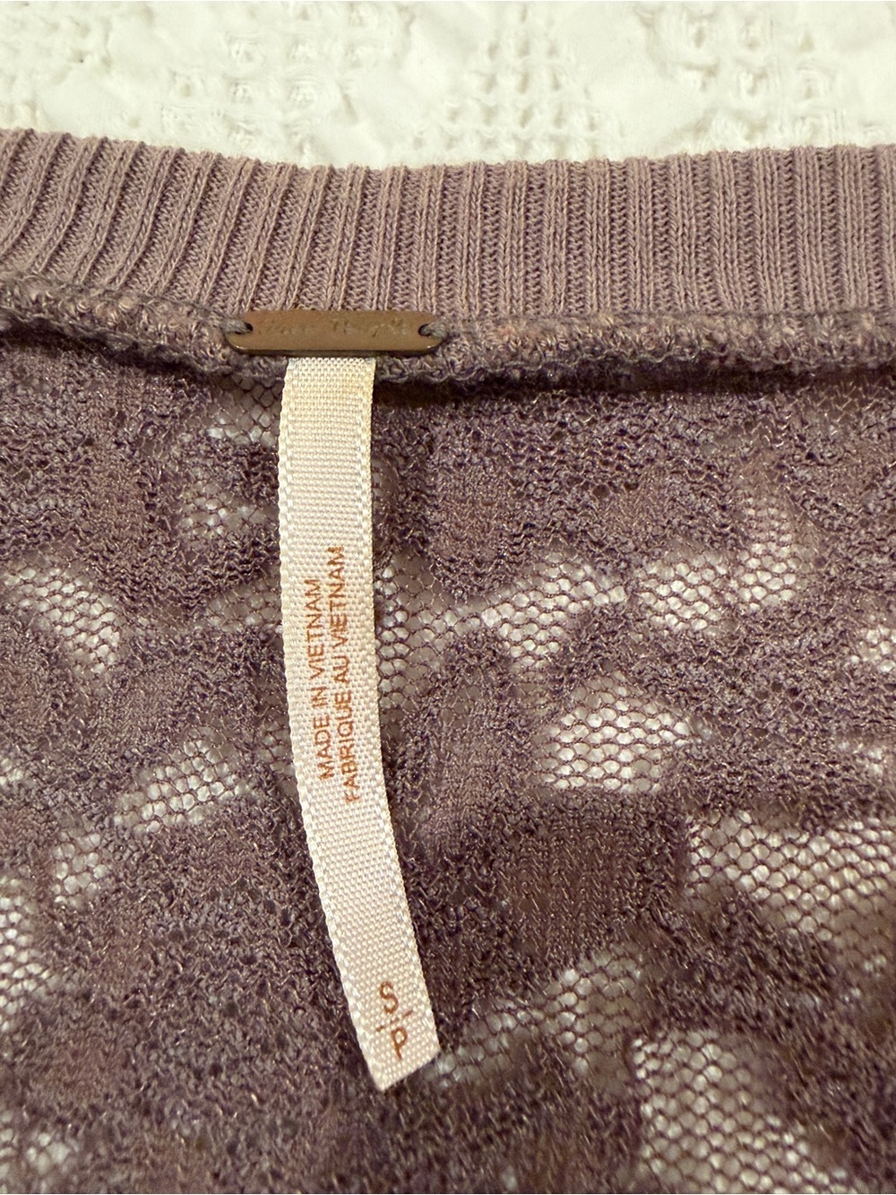 Free People All Over Brushed Lace Pullover Sweater - Dusty Mauve - Picture 3 of 4